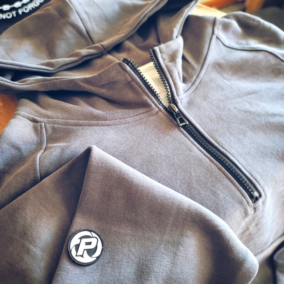 Pedigree Sueded Zipneck Hoodie with 3D PVC Patches 1/4 Zip | Gray - Picture 5 of 5